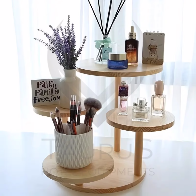 Ahşap Yuvarlak Katlı Buklet Sunumluk